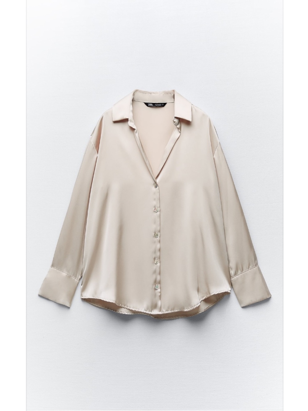 NWT Zara Satin Effect Button Down Shirt - Large
